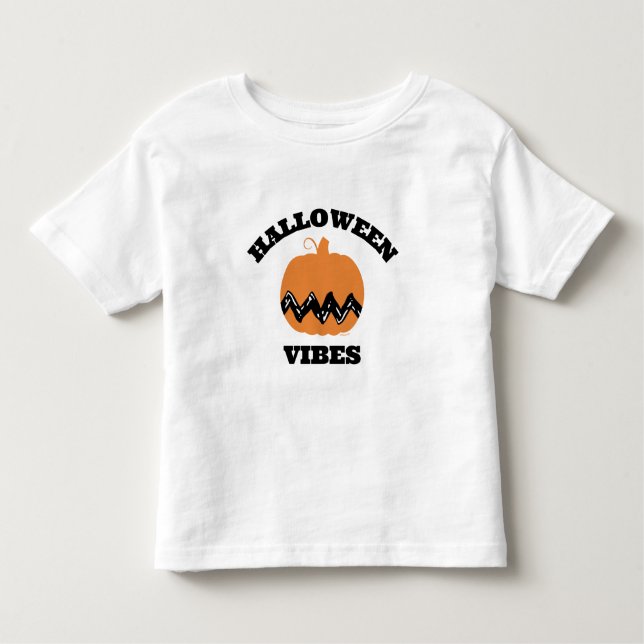 Camiseta De Bebé Charlie Brown Naranja Pumpkin | Vibes de Halloween (Anverso)