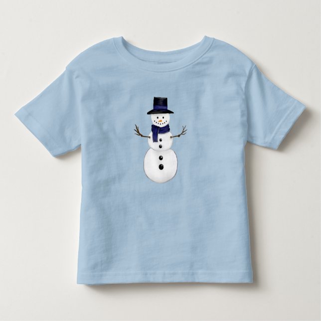 Camiseta De Bebé Charming Snowman Winter Toddler Shirt Blue (Anverso)