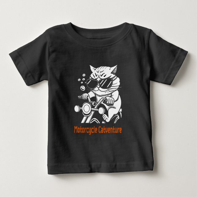 Camiseta De Bebé Chat motard - Motorcycle Catventure (Anverso)