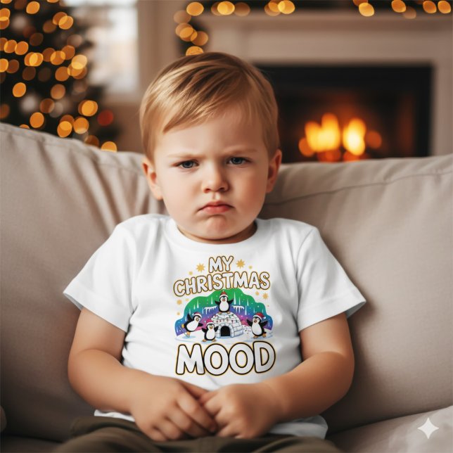 Camiseta De Bebé Cheerful Black Festive Penguin Igloo Christmas (Subido por el creador)