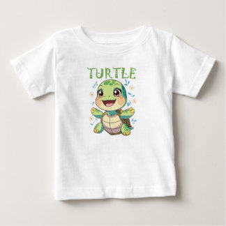 Camiseta De Bebé Cheerful Cartoon Turtle