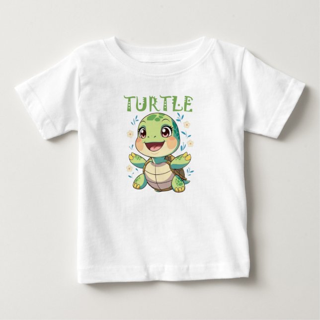 Camiseta De Bebé Cheerful Cartoon Turtle (Anverso)