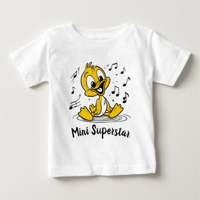 Camiseta De Bebé Cheerful Singing Duckling Musical Cartoon 🐥🎶 (Anverso)