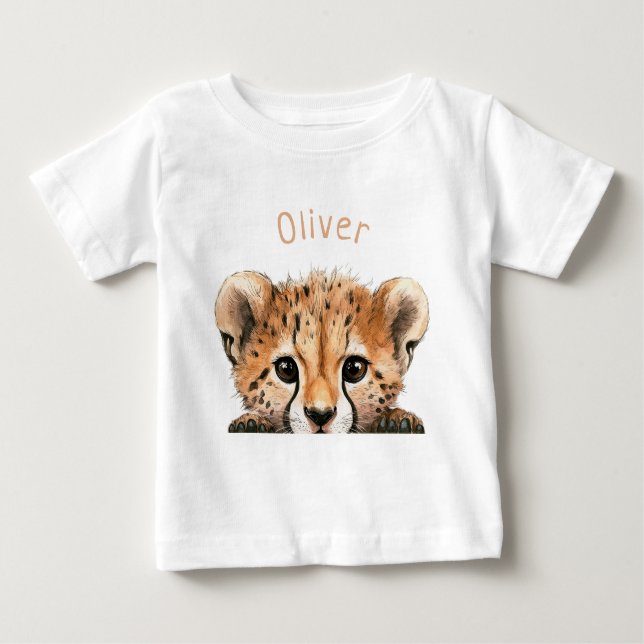 Camiseta De Bebé Cheetah bebé personalizado lindo  (Anverso)