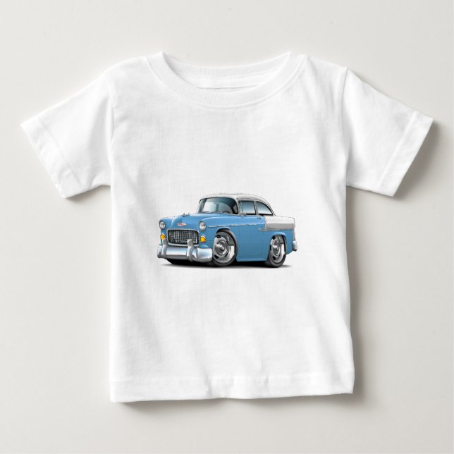 Camiseta De Bebé Chevy Belair Lt Blue-White Car 1955 (Anverso)