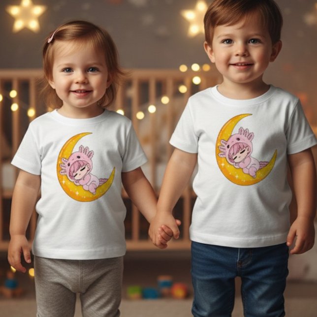 Camiseta De Bebé Chibi Axolotl Sleeping Moon Baby T-Shirt (Subido por el creador)