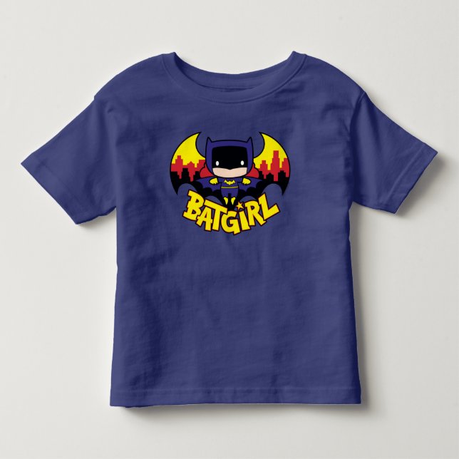 Camiseta De Bebé Chibi Batgirl Con Skyline Y Logo Gótico (Anverso)