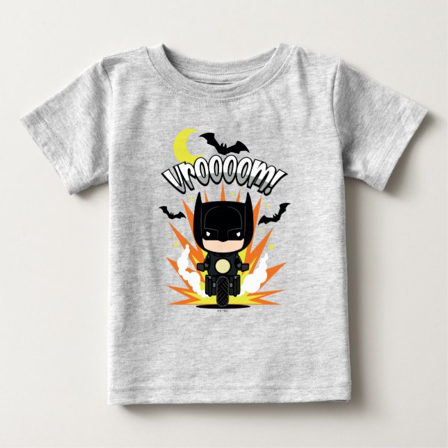 Camiseta De Bebé Chibi Batman Batcycle (Anverso)
