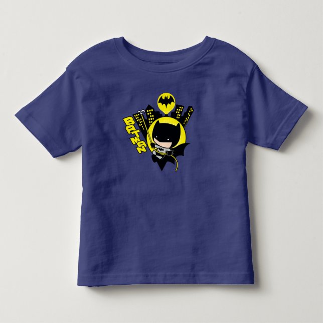 Camiseta De Bebé Chibi Batman Escalando La Ciudad (Anverso)