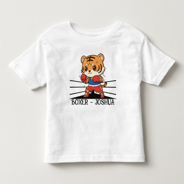 Camiseta De Bebé Chibi Boxing Tiger Champion | Cute Sports Mascot (Anverso)