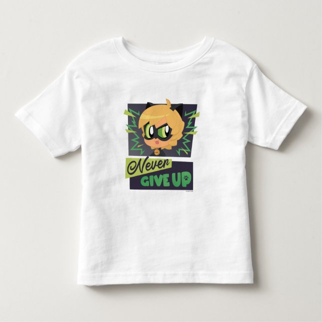 Camiseta De Bebé Chibi Cat Noir Nunca se rinde (Anverso)