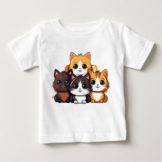 Camiseta De Bebé Chibi Cat Squad Sticker – Adorable Furry Friends C