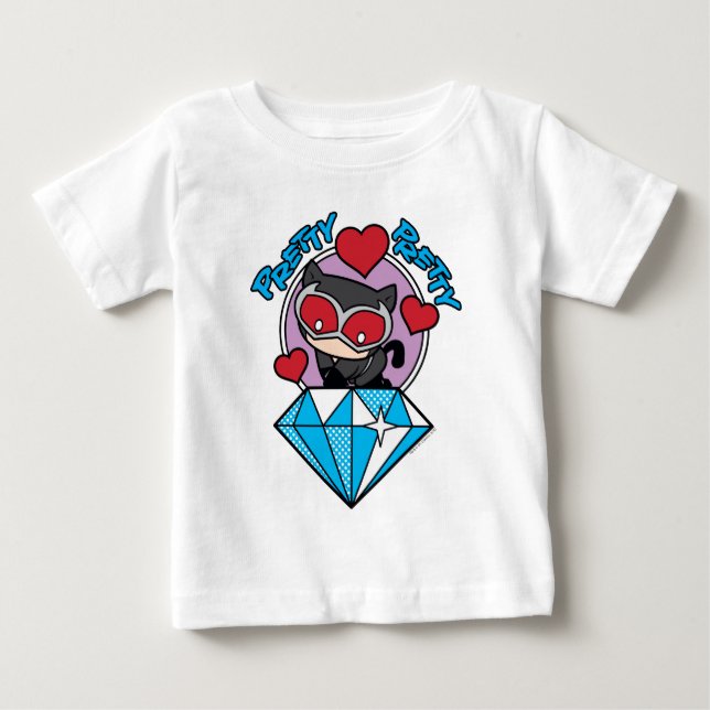 Camiseta De Bebé Chibi Catwoman sentada encima del Diamante grande (Anverso)