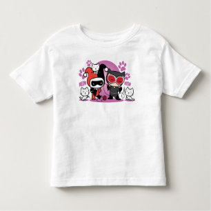 Camiseta De Bebé Chibi Harley Quinn & Chibi Catwoman Con Gatos