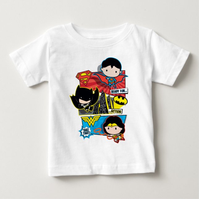 Camiseta De Bebé Chibi Heroes Ready For Action! (Anverso)