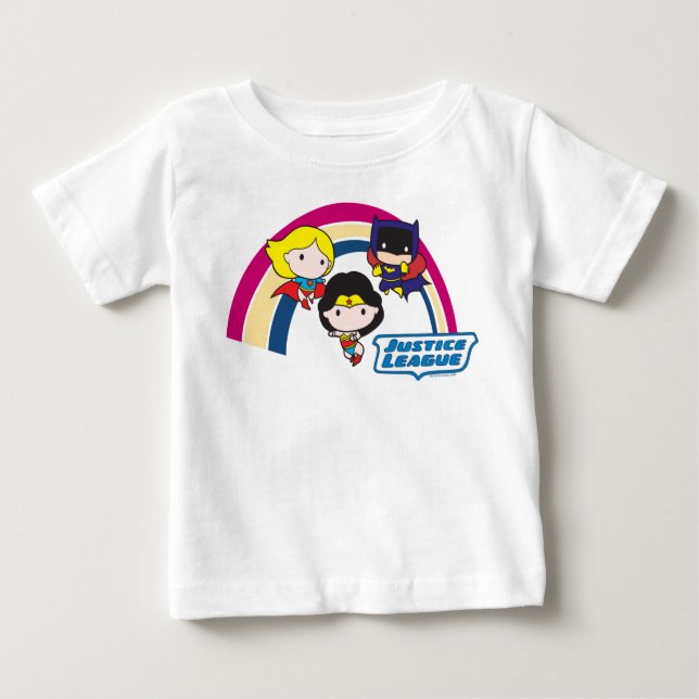 Camiseta De Bebé Chibi Justice League Rainbow (Anverso)