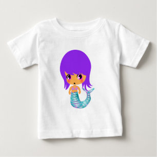 Camiseta De Bebé chibi sirena mágica cabello púrpura