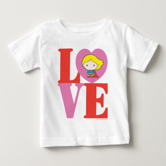 Camiseta De Bebé Chibi Supergirl LOVE (Anverso)