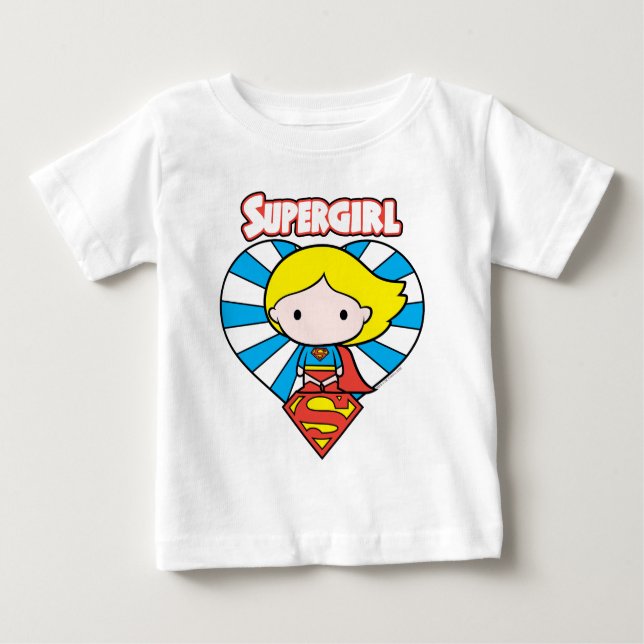 Camiseta De Bebé Chibi Supergirl Starburst Heart and Logo (Anverso)