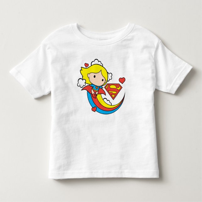Camiseta De Bebé Chibi Supergirl Volando Arcoiris (Anverso)