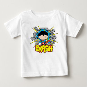 Camiseta De Bebé Chibi Superman huele a través de la pared de ladri