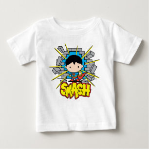 Camiseta De Bebé Chibi Superman huele a través de la pared de ladri