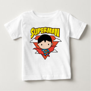 Camiseta De Bebé Chibi Superman Polka Dot Shield y Name