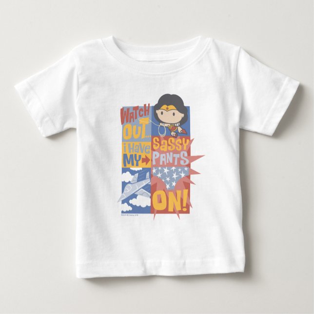 Camiseta De Bebé Chibi Wonder Woman | ¡Tengo Mis Pantalones De Pesc (Anverso)