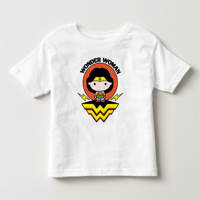 Camiseta De Bebé Chibi WonWoman With Polka Dots and Logo (Anverso)