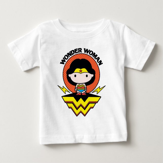 Camiseta De Bebé Chibi WonWoman With Polka Dots and Logo (Anverso)