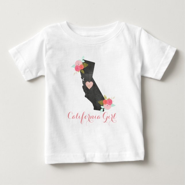 Camiseta De Bebé Chic California State & Moveable Heart Girl's (Anverso)