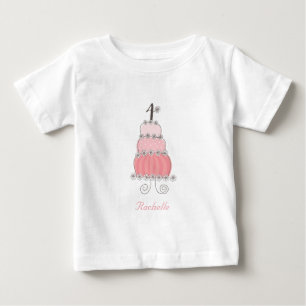 Camiseta De Bebé Chic Caprichoso Cumpleaños niña 4 pastel Fiesta