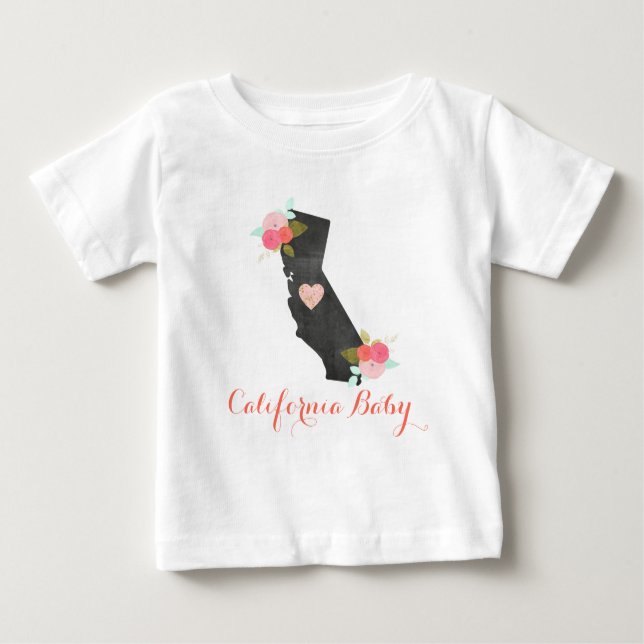 Camiseta De Bebé Chic Monogram California State & Heart Baby Girl (Anverso)