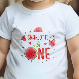 Camiseta De Bebé Chica 1 cumpleaños uno en melón, sandía roja