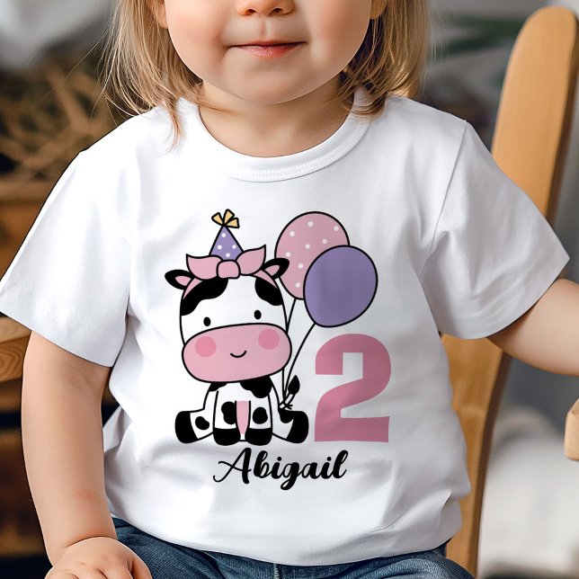 Camiseta De Bebé Chica 2.º cumpleaños globos rosados personalizados (Subido por el creador)
