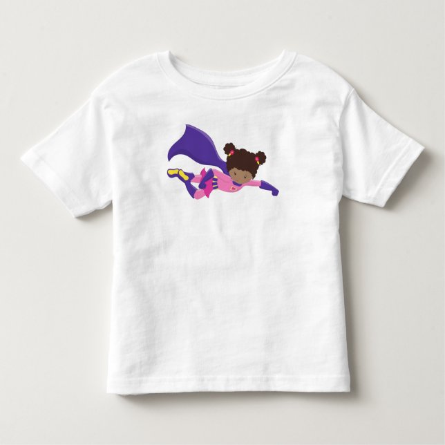 Camiseta De Bebé Chica afroamericana, capa, chica superheroína (Anverso)