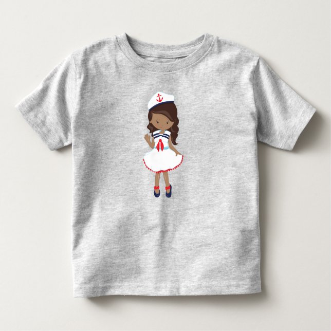 Camiseta De Bebé Chica afroamericana, capitana de barco, capitana,  (Anverso)