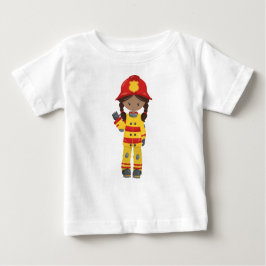 Camiseta De Bebé Chica afroamericana, chica bombera, bombera