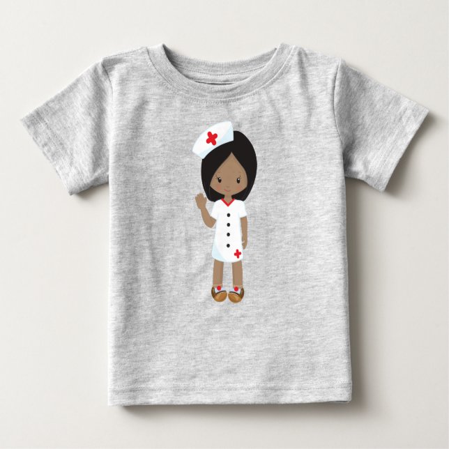 Camiseta De Bebé Chica afroamericana, Chica linda, Enfermera, Docto (Anverso)
