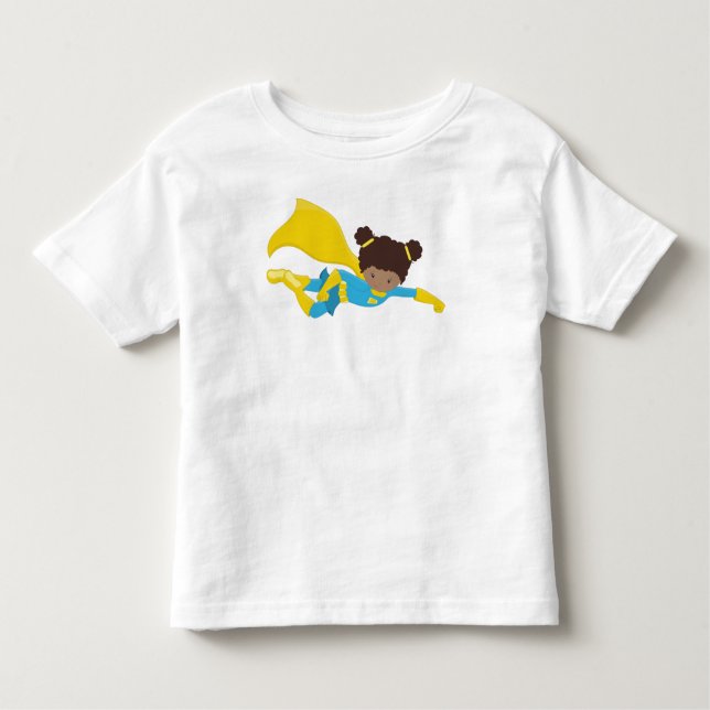 Camiseta De Bebé Chica afroamericana, Chica superheroína, capa amar (Anverso)