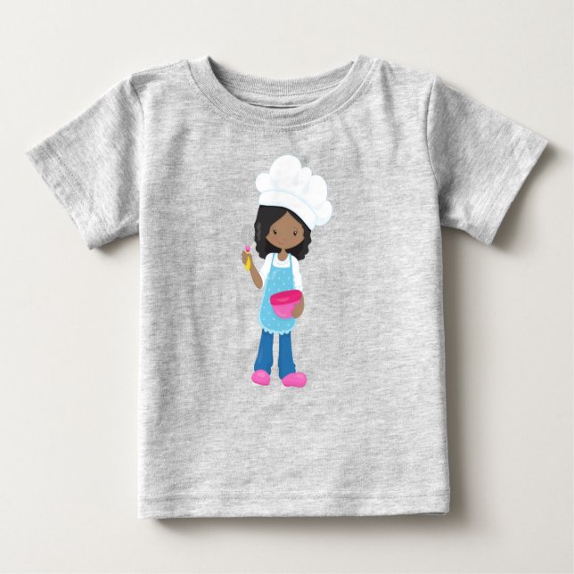 Camiseta De Bebé Chica afroamericana, repostería, pastelera, chef d (Anverso)