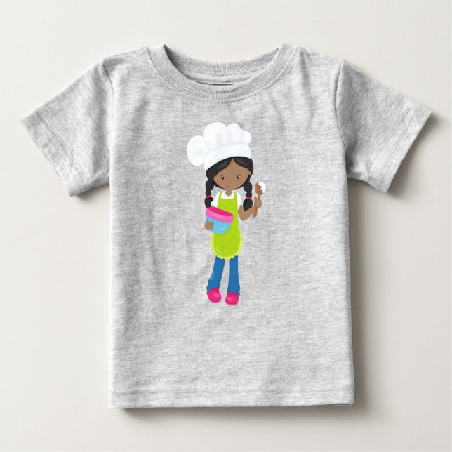 Camiseta De Bebé Chica afroamericana, repostería, repostera, panade (Anverso)