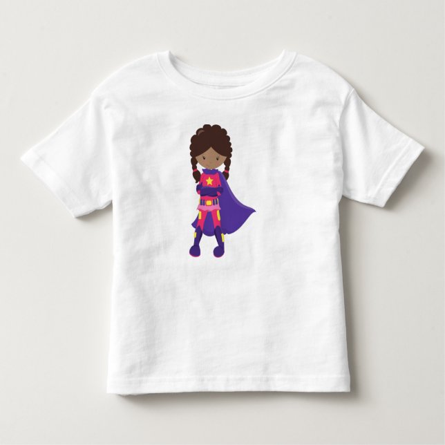 Camiseta De Bebé Chica afroamericano, Chica superhéroe, Cabo (Anverso)