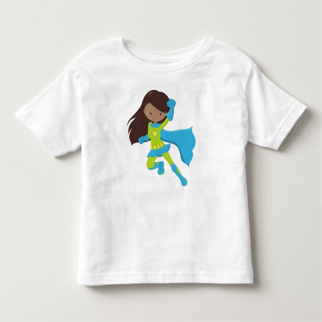Camiseta De Bebé Chica afroamericano, Chica superhéroe, Cabo Azul (Anverso)