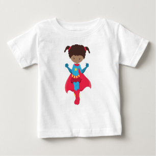 Camiseta De Bebé Chica afroamericano, Chica superhéroe, Cabo Rojo