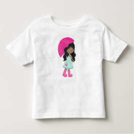 Camiseta De Bebé Chica afroamericano, lluvias, abrigo, paraguas