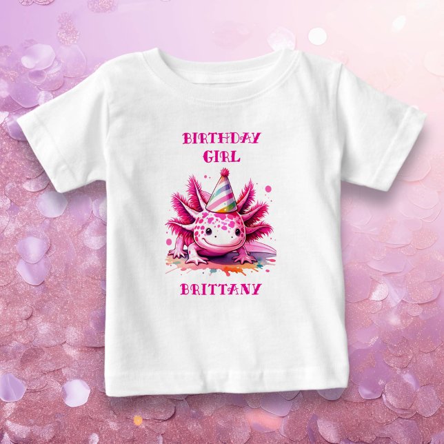 Camiseta De Bebé Chica Ajolote Rosa Cumpleaños Personalizado (Subido por el creador)
