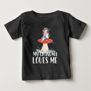 Camiseta De Bebé Chica Bonita Sobre Hongo A Mi Abuela Le Gusta