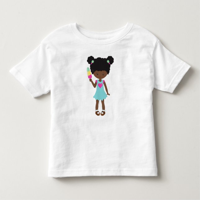 Camiseta De Bebé Chica Con Helado, Chica Afroamericano, Vestido (Anverso)
