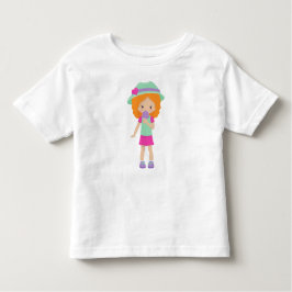 Camiseta De Bebé Chica Con Helado, Niña Pequeña, Pelo Naranja